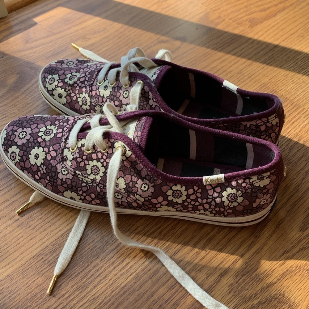 Kate Spade Keds X Sneakers Purple Floral Design Women’s Shoe Size 6.5 Casual - Picture 4 of 7